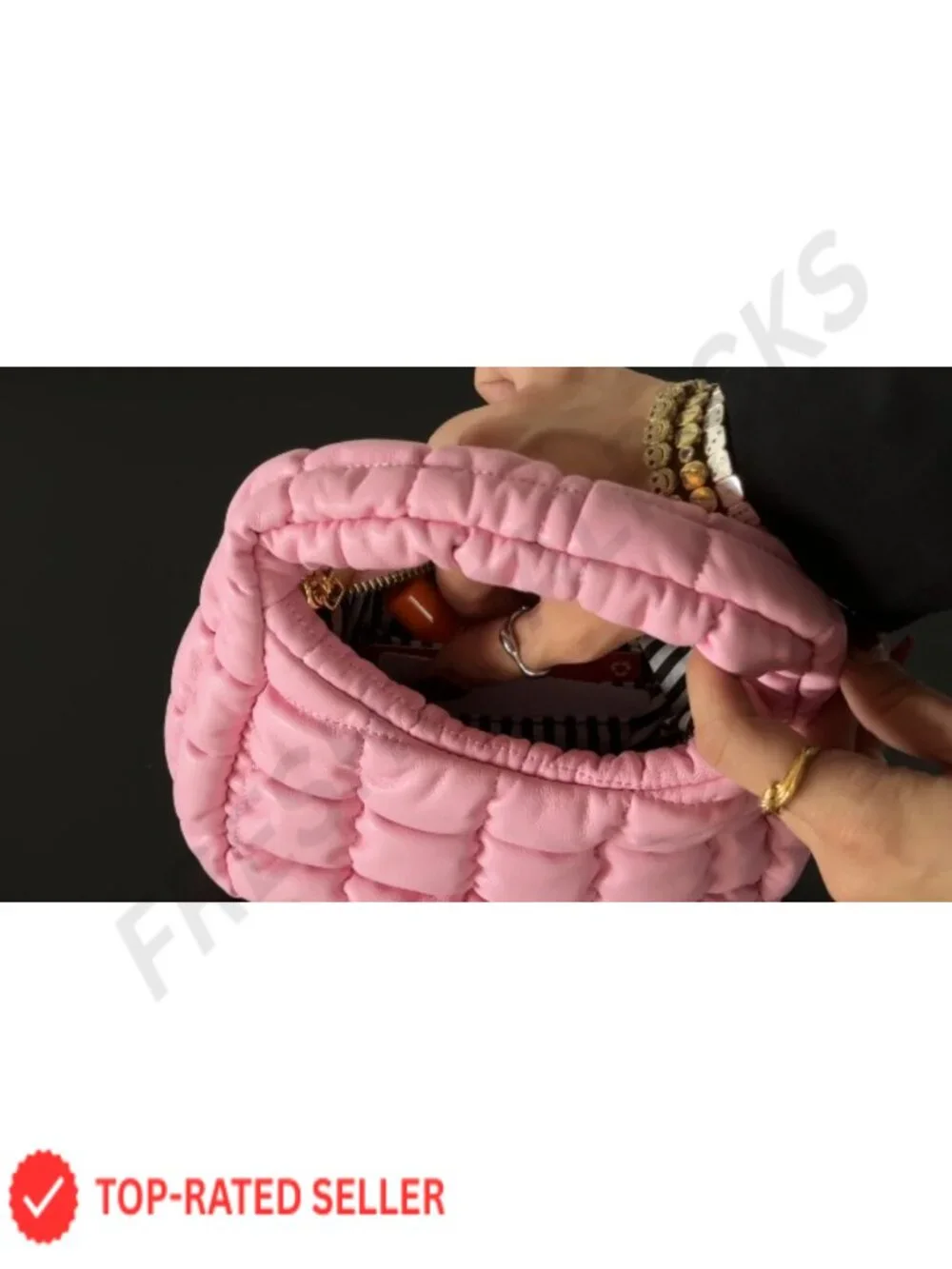 Lightweight Quilted Soft PU Leather Crescent Puffer Hobo Shoulder Bag